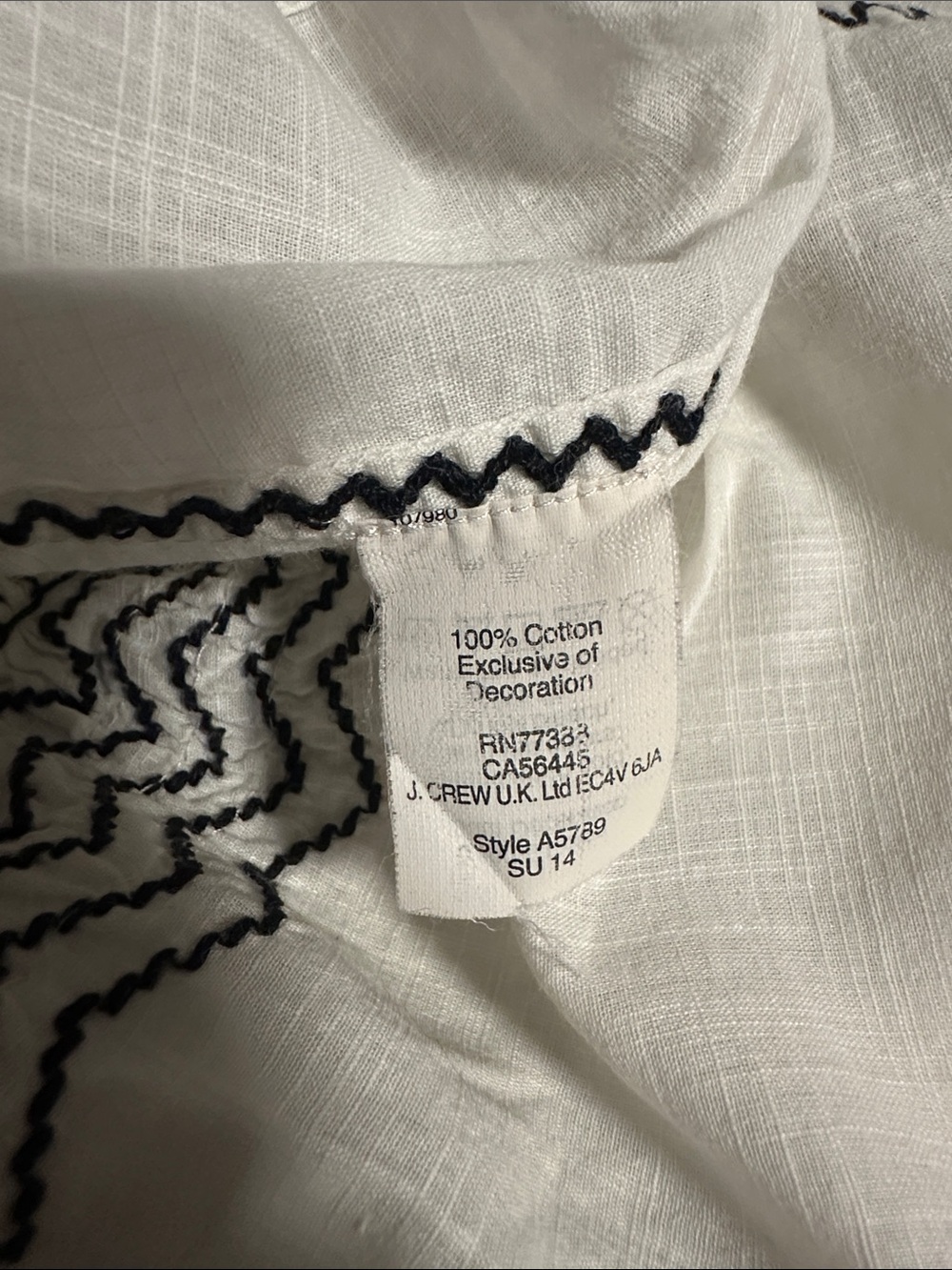 J. Crew White Tunic with Navy Floral Embroidery - Picture 9 of 9